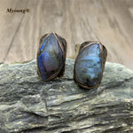 "VIOLETTE" Bague Ancienne Labradorite en Bronze - Vignette | La Petite Bijouterie 