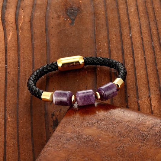 "JASPER" Bracelet Améthyste Homme