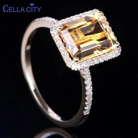 "CYTHERIA" Bague Citrine Rectangulaire