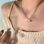 Luxury Plated White Round Moonstone Pendant Necklaces for Women Fashion Jewelry Choker Clavicle Chain Short Charm Necklace - Vignette | La Petite Bijouterie 