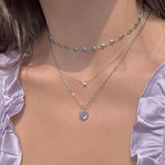 Luxury Plated White Round Moonstone Pendant Necklaces for Women Fashion Jewelry Choker Clavicle Chain Short Charm Necklace - Vignette | La Petite Bijouterie 