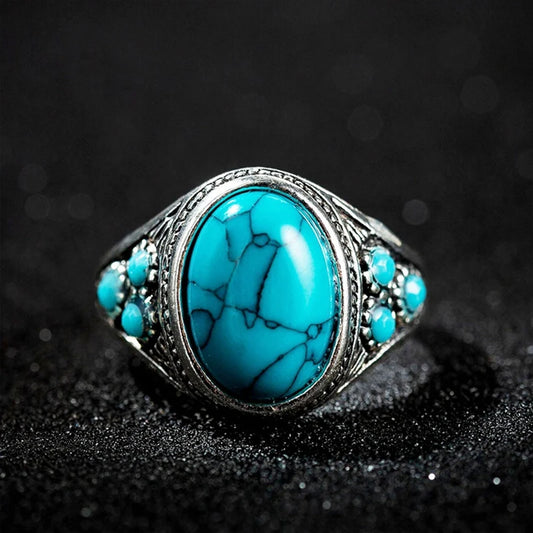 "AIGLE" Bague Turquoise Homme