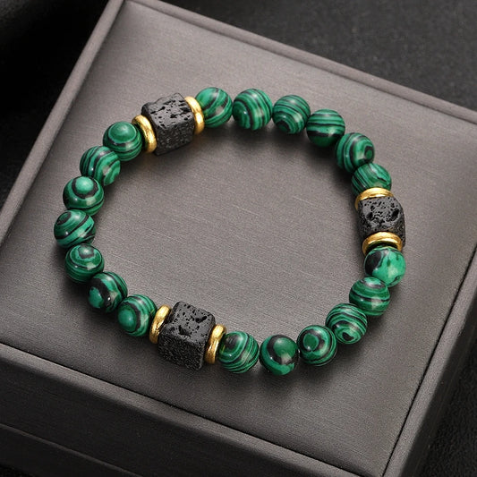 "NARBO" Bracelet malachite homme