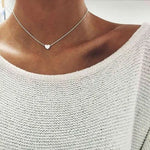 Luxury Plated White Round Moonstone Pendant Necklaces for Women Fashion Jewelry Choker Clavicle Chain Short Charm Necklace - Vignette | La Petite Bijouterie 