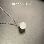 HEYYA STONE ROUND Natural Moonstone Pendant Necklace For Women 925 Silver Plated Simple Fine Jewelry Gemstone Classic Style - Vignette | La Petite Bijouterie 