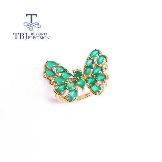 "RAVIELLE" Bague Agate Design Papillon