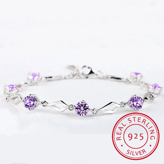 "SÉRAPHINA" Bracelet Améthyste Argent