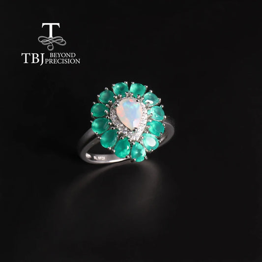 "KAELINA" Bague Agate et Opale