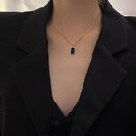 Luxury Plated White Round Moonstone Pendant Necklaces for Women Fashion Jewelry Choker Clavicle Chain Short Charm Necklace - Vignette | La Petite Bijouterie 