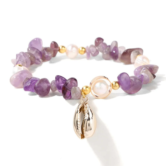 "SARIYAH" Bracelet Améthyste et Quartz Rose