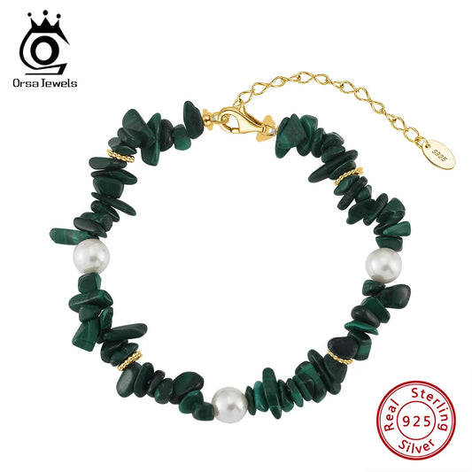 "GLANUM" Bracelet malachite or