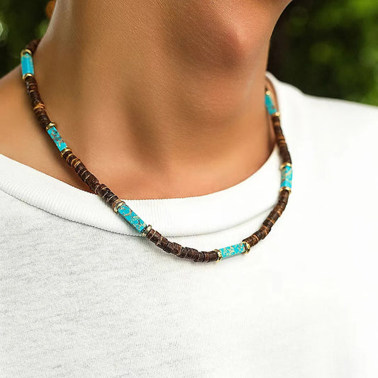 Thierry <br> Collier Homme Turquoise