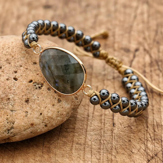 Bracelet Perles de Labradorite Fait Main