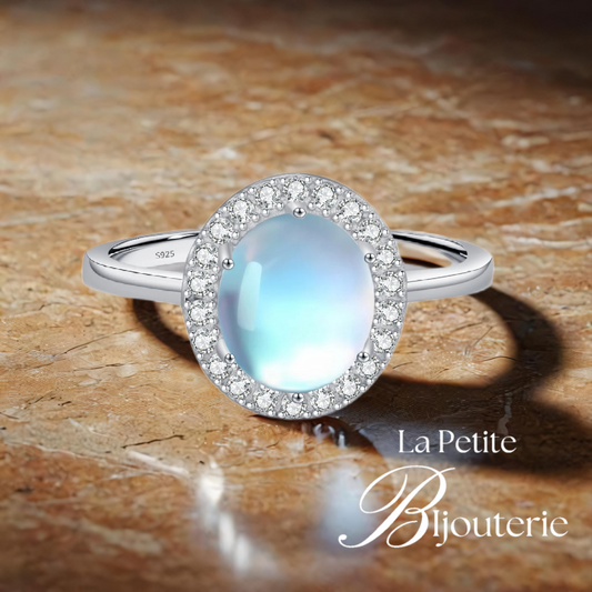 "LINA" Bague Argent Pierre de Lune