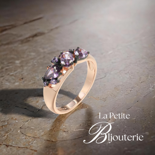 "MARCELLA" Bague Or Rose et Améthyste