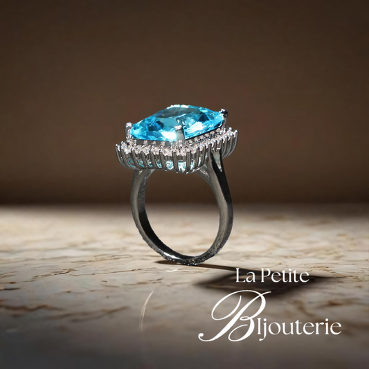 "ATLANTICA" Bague Aigue Marine Argent